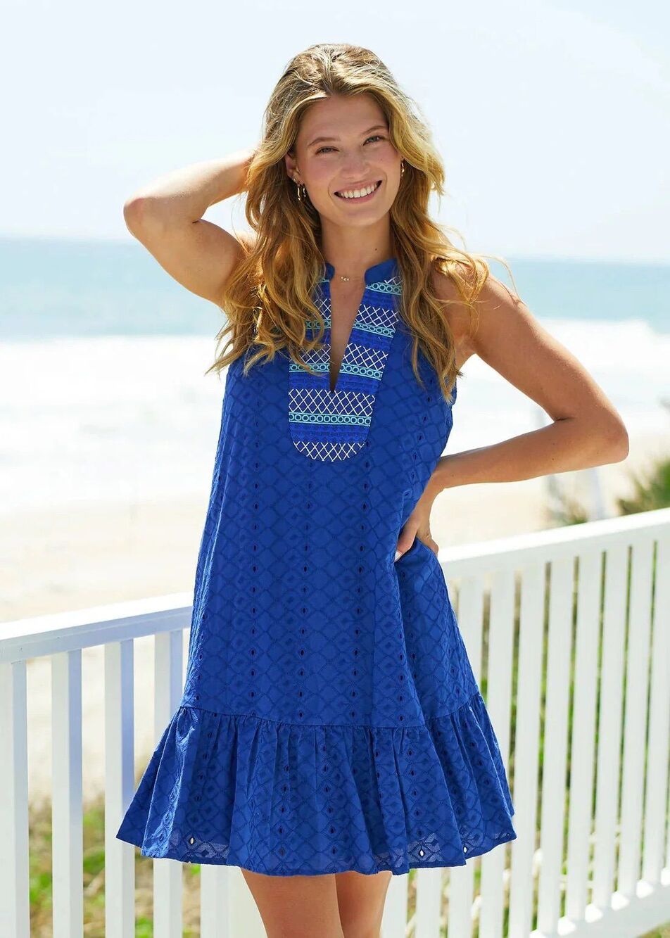 Cabana Life Embroidered Eyelet Halter Dress - Size XL - New!